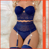 Mesh Lingerie Set - Crop Top & Garter Belt (Small)
